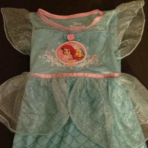 Disney Blue Princess Little Mermaid & Flounder Nightgown Girls Kids  5 - Picture 3 of 7